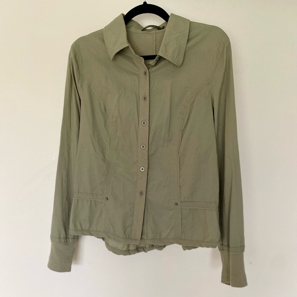 Sandwich from Anthropologie Army Green Ribbed Back Button Up Shirt - Picture 1 of 9